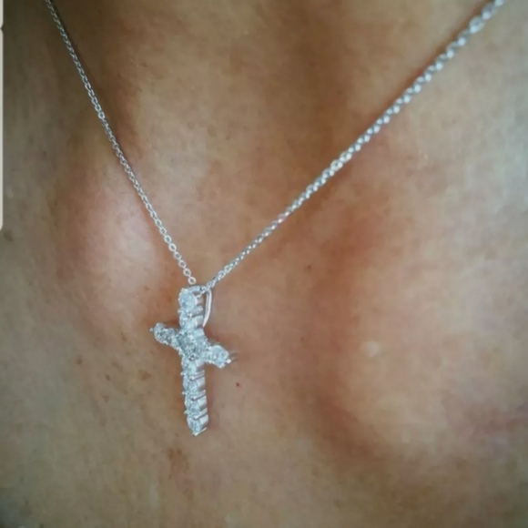 Cross Pendant Necklace with Chain 925 STAMPED Women's Men's - Picture 7 of 10